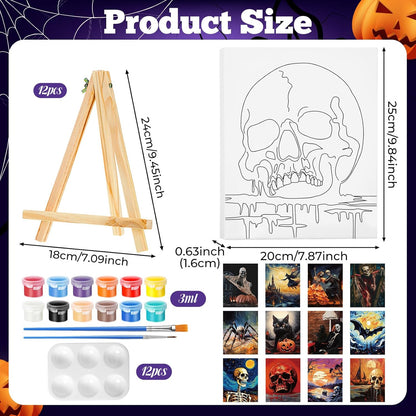 Zhanmai 12 Pack Pre Drawn Canvas for Painting Sip and Paint Kit 8" x 10" Paint Party Set Canvas Painting Pre Printed Canvases for Party Favor DIY Virtual Adult's Date Night(Halloween Ghost) - Crafty Corner