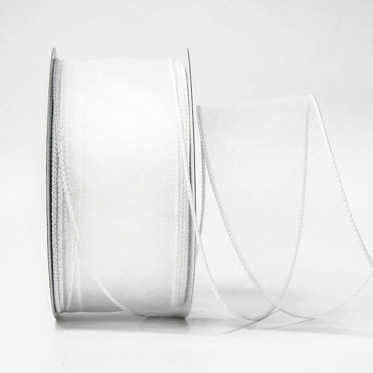 CT CRAFT LLC Sheer Organza Wired Ribbon 2.5" x 50Yards White for Wedding Chair Bow Flora Bouquet Gift Wrapping Christmas Tree Home Decor Wreath - Crafty Corner