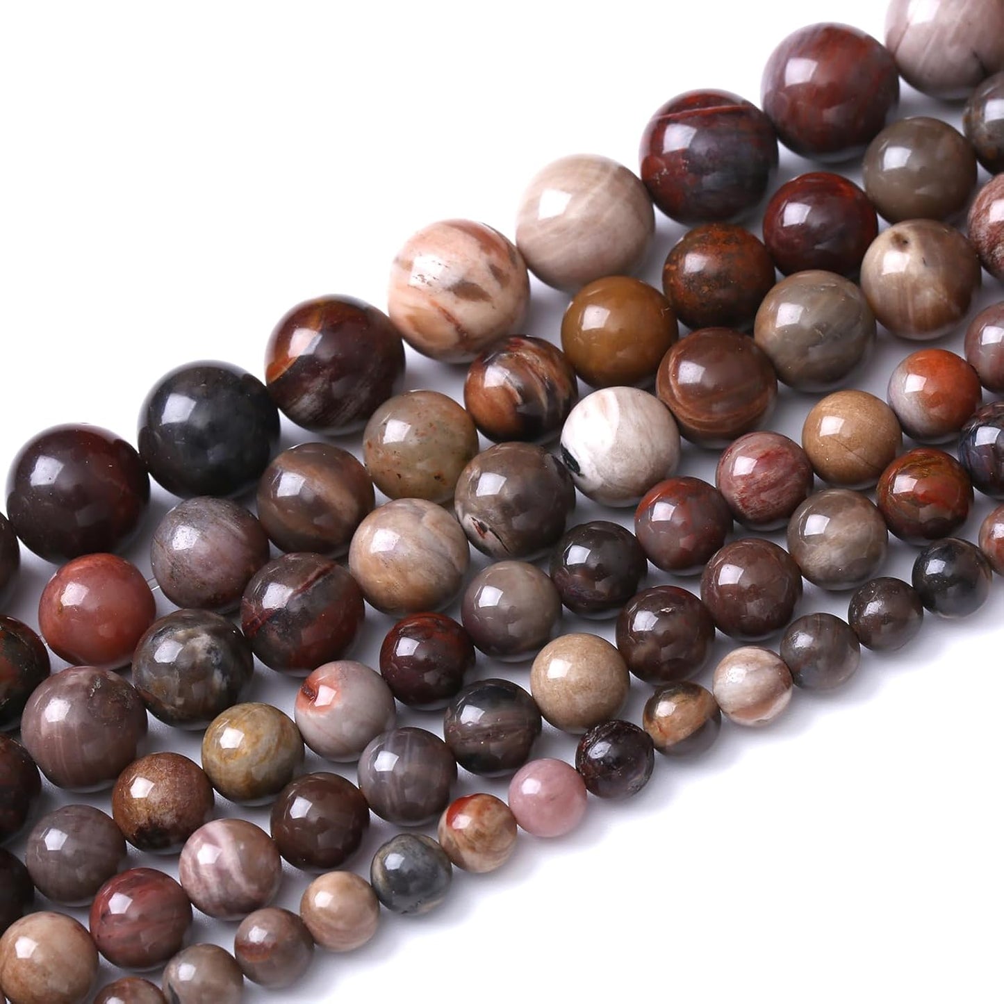 60pcs 6mm Natural Wooden Petrified Jade Agate Gemstone Beads Round Loose Spacer Beads for Jewelry Making DIY Bracelet Necklace 1 Strand 15inch