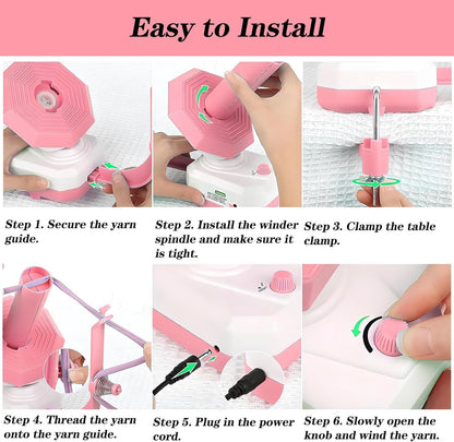 Zjyufy Yarn Winder Electric Yarn Ball Winder for Crocheting, 10oz Large Automatic Yarn Spinner Yarn Cake Winder with Stepless Speed Strong Tension, Pink
