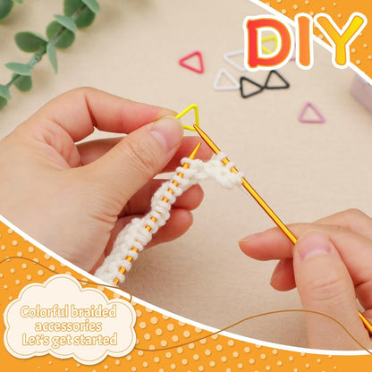 Jmuiiu Triangle Metal Stitch Markers, 50Pcs Metal Colorful Crochet Stitch Markers for Knitting Crocheting Clothing Tag Diy Craft Project with Storage Box