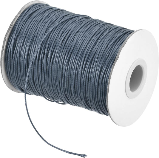 MECCANIXITY Waxed Cord 1.2mm Waxed Polyester Cord 175 Yard Wax String for Bracelet Making,Necklaces, Beading,Jewelry Making and DIY Crafts(Dark Gray)