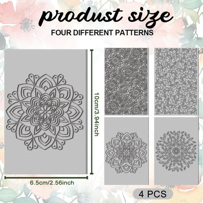 4PCS Polymer Clay Texture Sheets Set for Using with Clay Cutters Boho Clay Mat Effect as Texture Roller DIY Craft Tools Earing Jewelry Making