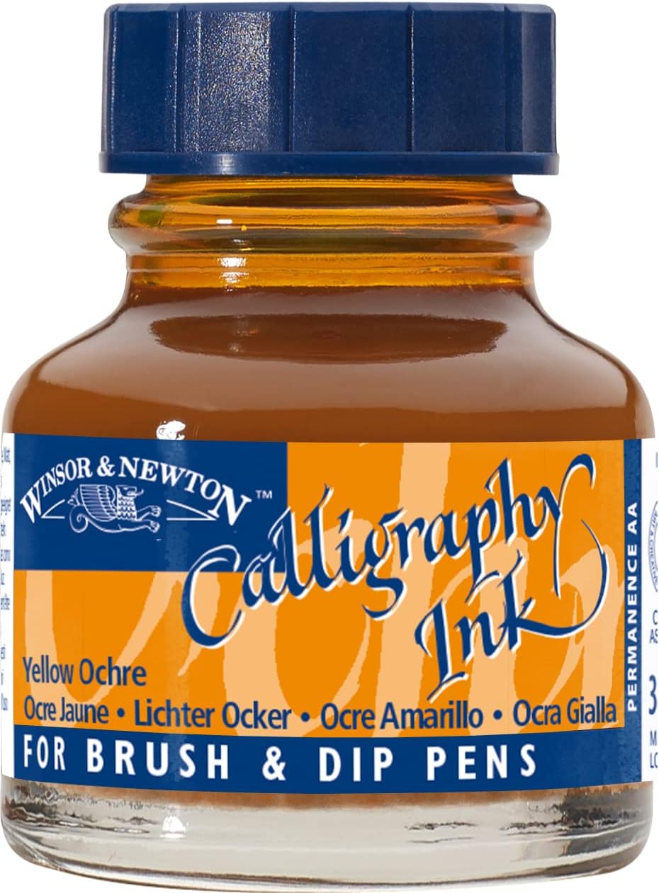 Winsor & Newton Calligraphy Ink, 30ml(1-oz) Bottle, Yellow Ochre - Crafty Corner