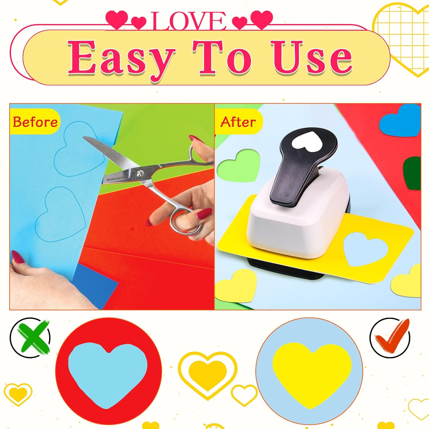 Heart Hole Punch 1 inch Heart Punch for Crafts Hearts Shaped Hole Puncher for Crafts Hearts Shape Paper Punch Craft Punches for Scrapbooking, Card Making - Crafty Corner