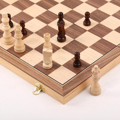 Wooden Chess Set with Folding Board - 15" Classic Magnetic Chess Set with Protective Bag for Adults, Chess Lovers Tournament Professional Beginner