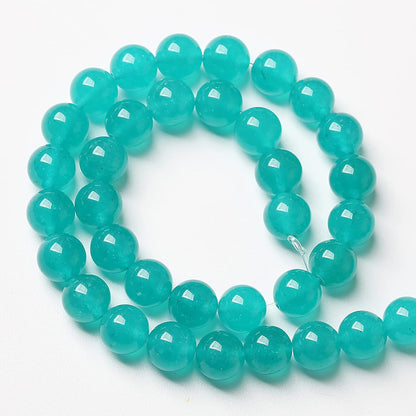 38PCS 10mm Natural Stone Beads Blue Amazonite Jade Stone Round Loose Beads for Jewelry Making DIY Bracelet Necklace 15 Inch