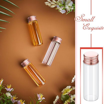 100 Pcs Small Clear Vials Spice Mini Jars with Lids Mini Glass Bottles with Screw Aluminum Metal Caps Tiny Jars Sample Containers for Powder Cream Cosmetic Jewelry Wedding (15 ml,Rose Gold)