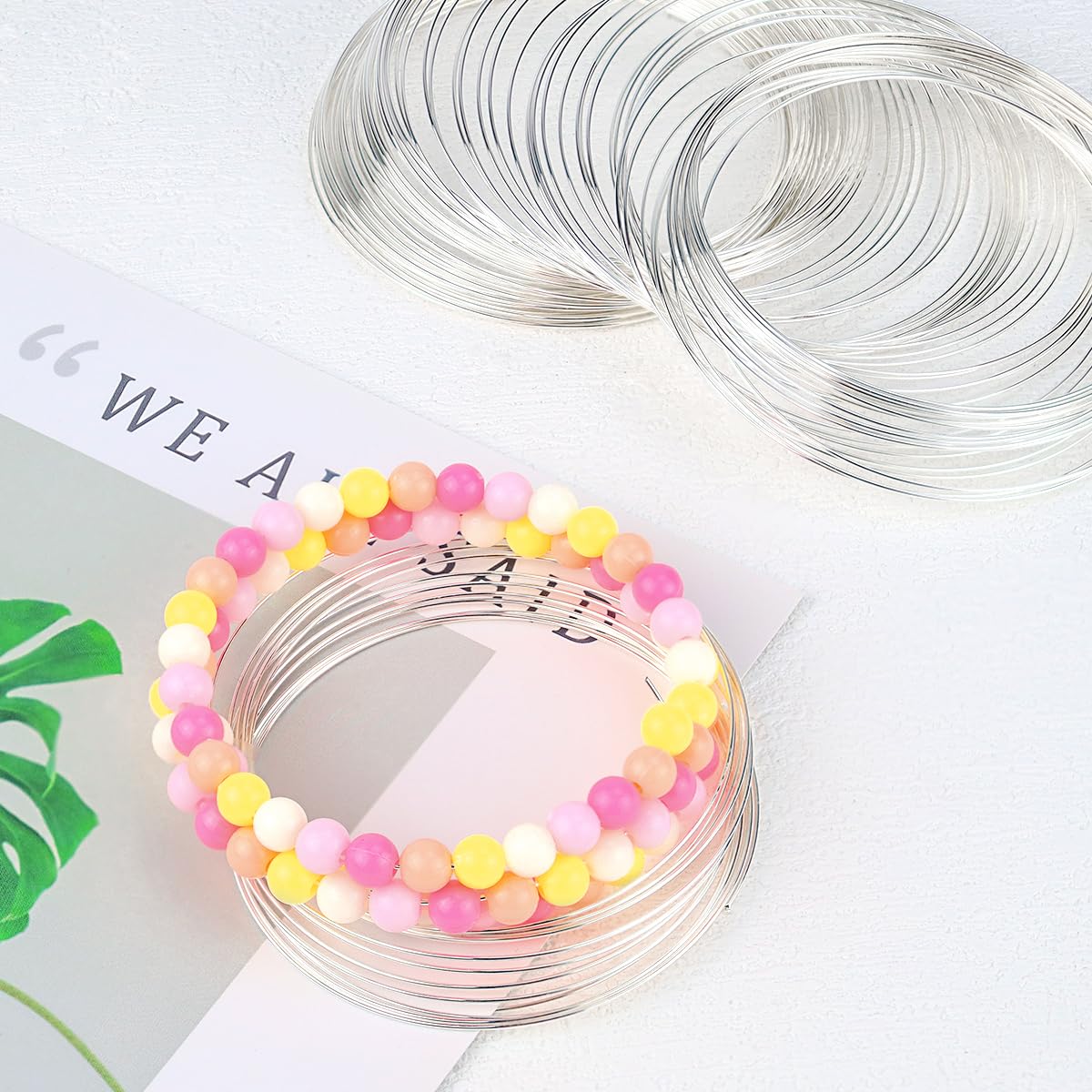 200 Loops Memory Steel Wire for Jewelry Making Supplies, 0.6mm Bangle Bracelet Wire Memory Beading Wire for Art Creation Necklace DIY Crafts Making (Silver) - Crafty Corner