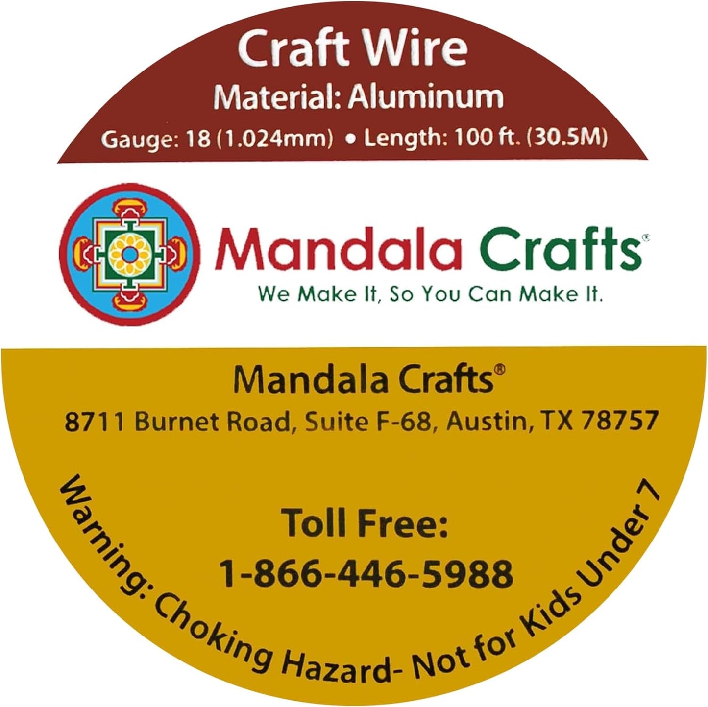 Mandala Crafts 18 Gauge Anodized Aluminum Craft Wire for Jewelry Making - 100 FT Colored Flexible Orange Wire - Bendable for Bonsai Armature Crafting Sculpting - Crafty Corner