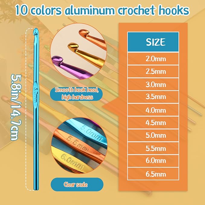 IMZAY 110 Pcs Crochet Hooks Set, Crochet Needles, 0.6mm-6.5mm Ergonomic Crochet Hooks Kit with Storage Case, Crochet Needles Set, Knitting Needles Stitch Marker Craft Art Tools for Beginners, Green
