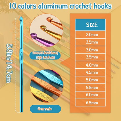 IMZAY 110 Pcs Crochet Hooks Set, Crochet Needles, Ergonomic Crochet Hooks Kit with Storage Case, Knitting Accessories, Knitting Blunt Needles Stitch Marker DIY Hand Knitting Craft for Beginners