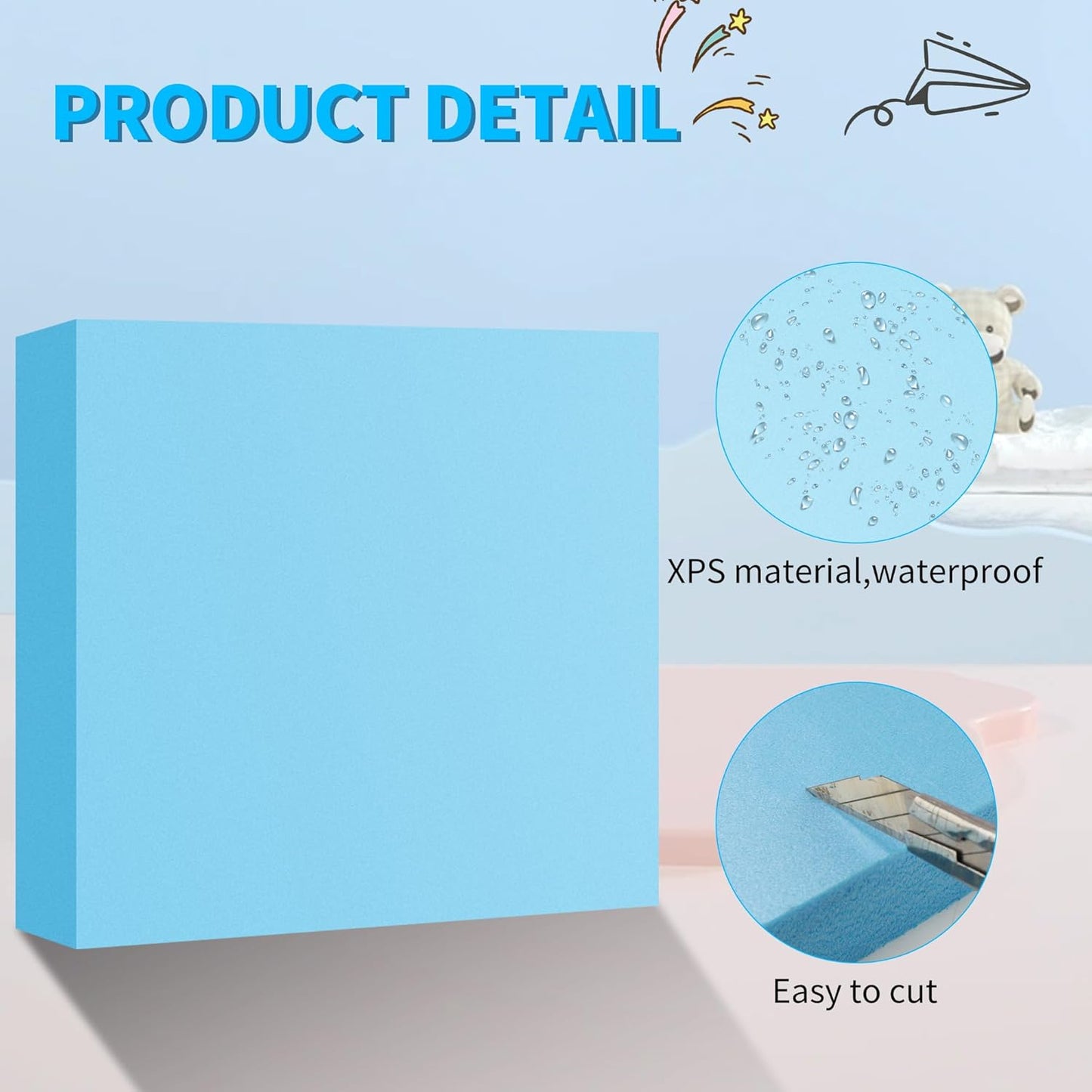 LuckyFoam Blue 4 Pack 12x12x2 inch Foam Sheets 2 Inch Thick Polystyrene Rectangles XPS Foam Board Craft for Insulating DIY Modeling Art Supplies - Crafty Corner