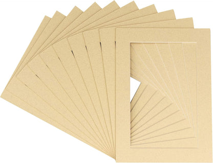 11x14 Mat for 8.5x11 Photo - Precut Tan Picture Matboard for Frames Measuring 11 x 14 Inches - Bevel Cut to Display Art 8.5 x 11 Inches - Acid Free Pack of 10 MATS with Backing Boards & Clear Bags