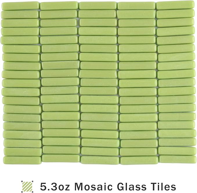 Youway Style Green Mosaic Tiles for Crafts Bulk,150g Strips Shapes Mosaic Glass Pieces,Glass Mosaic Garden Craft Kit