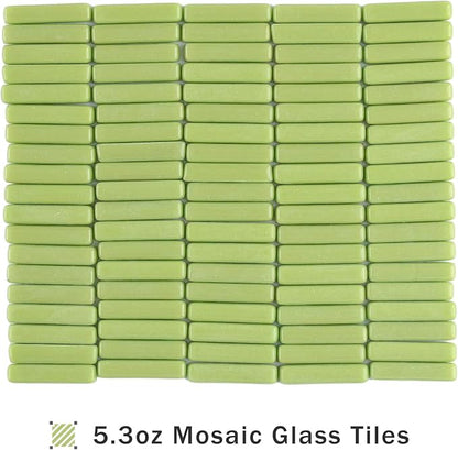 Youway Style Green Mosaic Tiles for Crafts Bulk,150g Strips Shapes Mosaic Glass Pieces,Glass Mosaic Garden Craft Kit