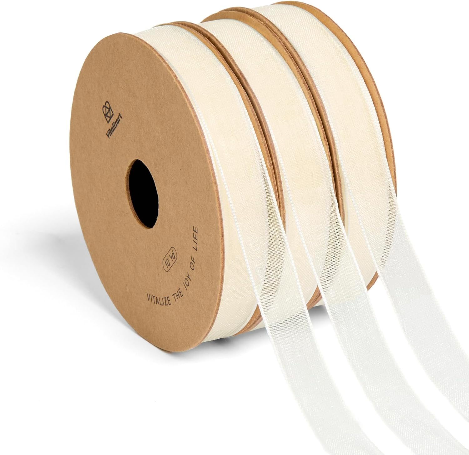 Vitalizart 3/8" x 30Yd Organza Ribbon Cream White Sheer Ribbons Set 10 Yd x 3 Rolls Ivory Handmade Eco-Friendly for Gift Wrapping Christmas Tree Crafts Bows Wedding Invitations Wreaths - Crafty Corner