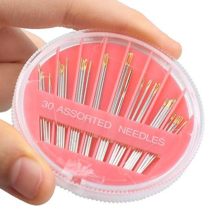 Eketirry Premium Hand Sewing Needles，2 Pack 30-Count Assorted Needles for Sewing Repair, 6 Different Sizes Sewing Needles with 2 Threaders (Pink, 2)