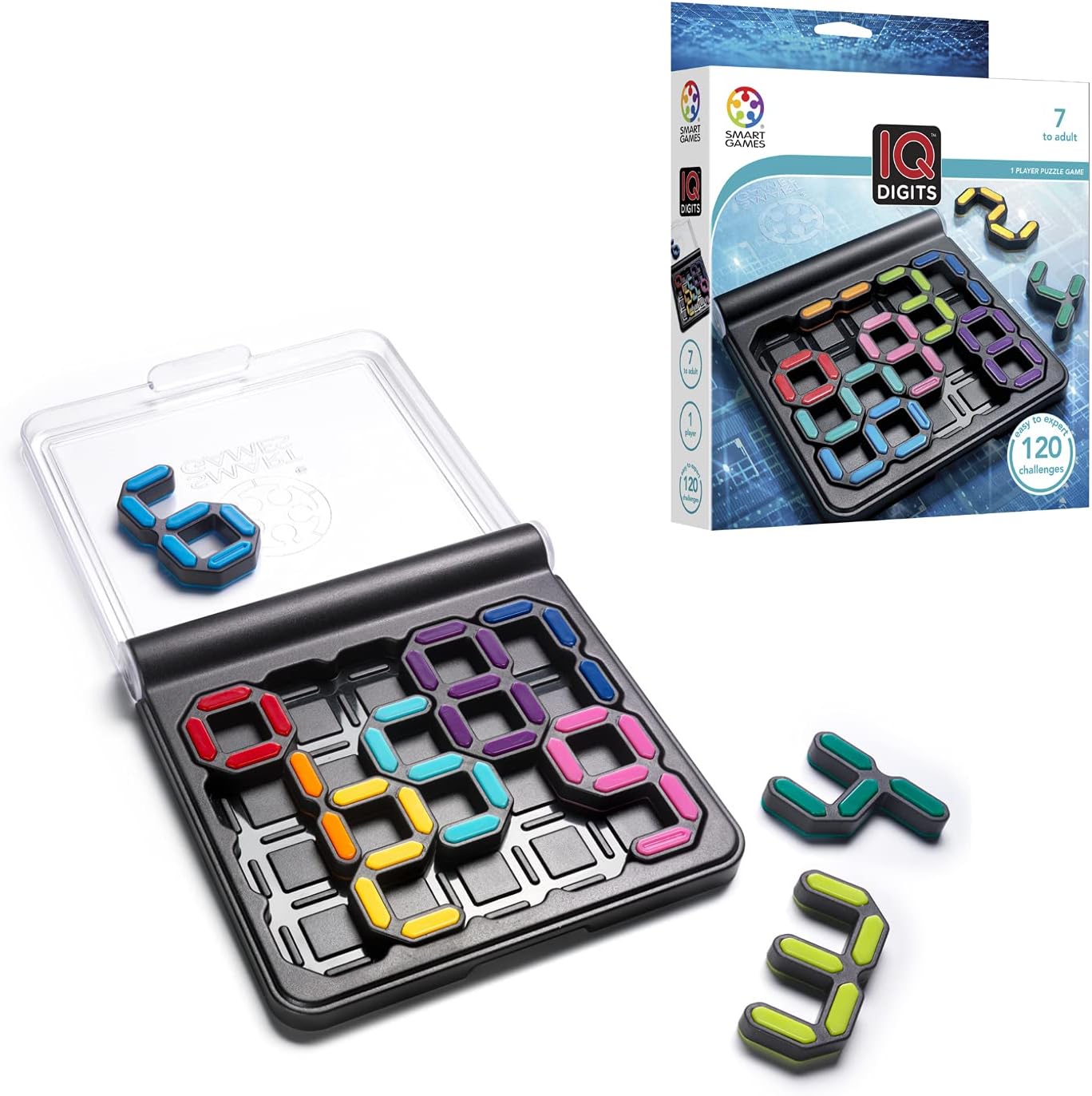 SmartGames IQ Digits – Math & Logic Puzzle with 120 Challenges – Educational Brain Game for Kids & Adults Ages 7+