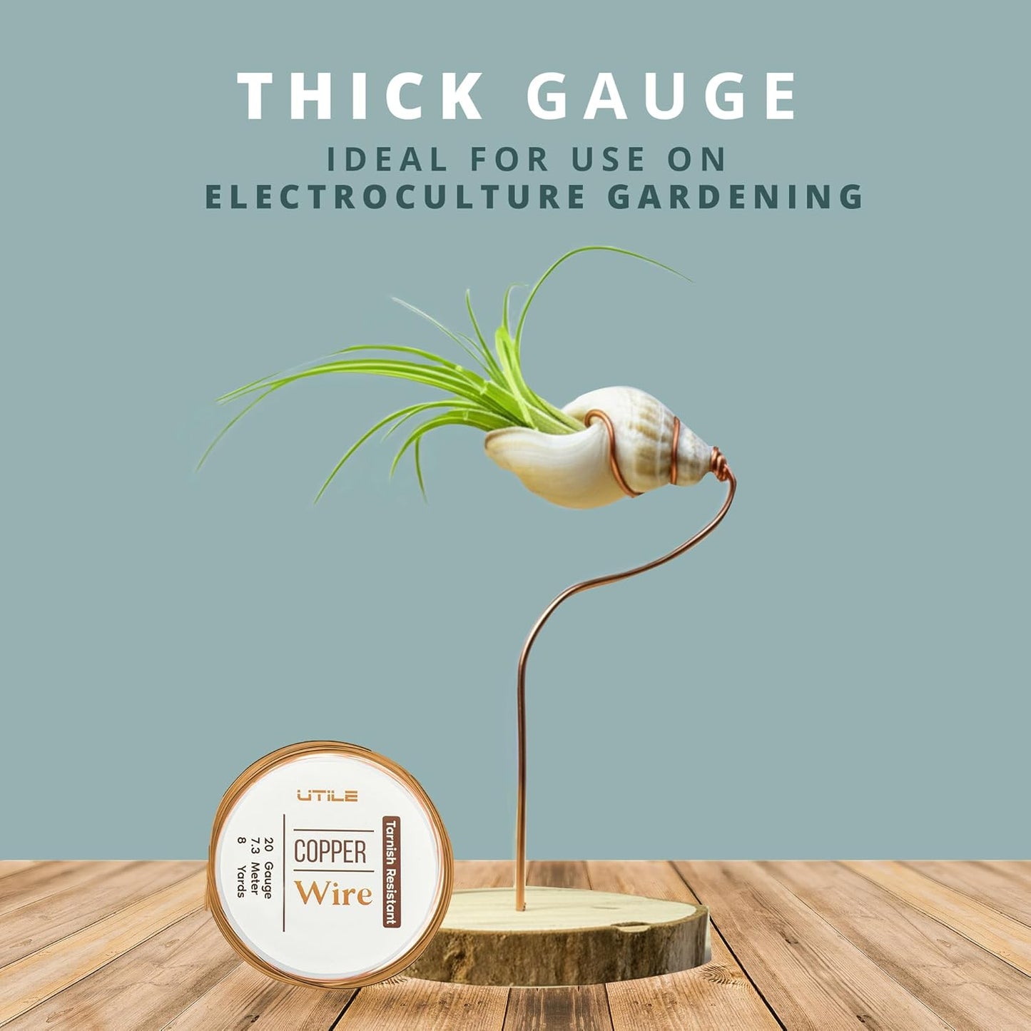 UTILE 18 20 22 24 Gauge 90 ft 99.9% Pure Soft Copper Wire for Electroculture Gardening, Jewelry Making, Crafting Wire Bendable, Plant Wire (Copper 20)