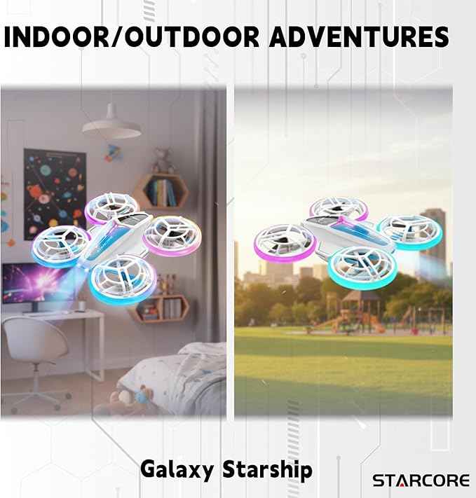 Drone for Kids–World's First Dual Module Lighting Kids Drone, 3pcs Batteries Starship Kids Drone,One-Key Takeoff,360° Flip,Auto-spin,Type-C Charging, Unique kids drones for age 6-8,8-12
