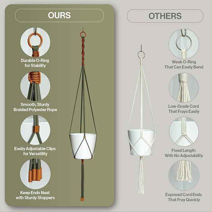 Macrame Kits for Beginners, 3 Set of Plant Hangers DIY Kit: Braided Polyester Ropes 50yds*5mm Forest Green, 20yds*2mm Burnt Orange, 60+Pcs Supplies with Step-by-Step Easy Instructions (GROR)