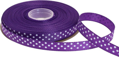 Polka Dot Grosgrain Ribbon 25 Yard Each Roll 100% Polyester (3/8", Purple) - Crafty Corner