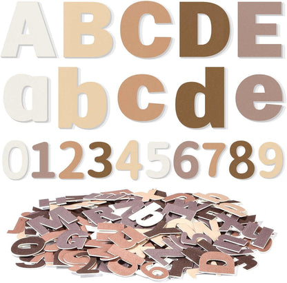 Breling 310 Pieces Felt Bulletin Board Letters Sticker with Number, 2" Bulk Self Adhesive ABC Upper Lowercase Sticky Letter for Christmas Gift Poster Bulletin Board Classroom(Brown Color)