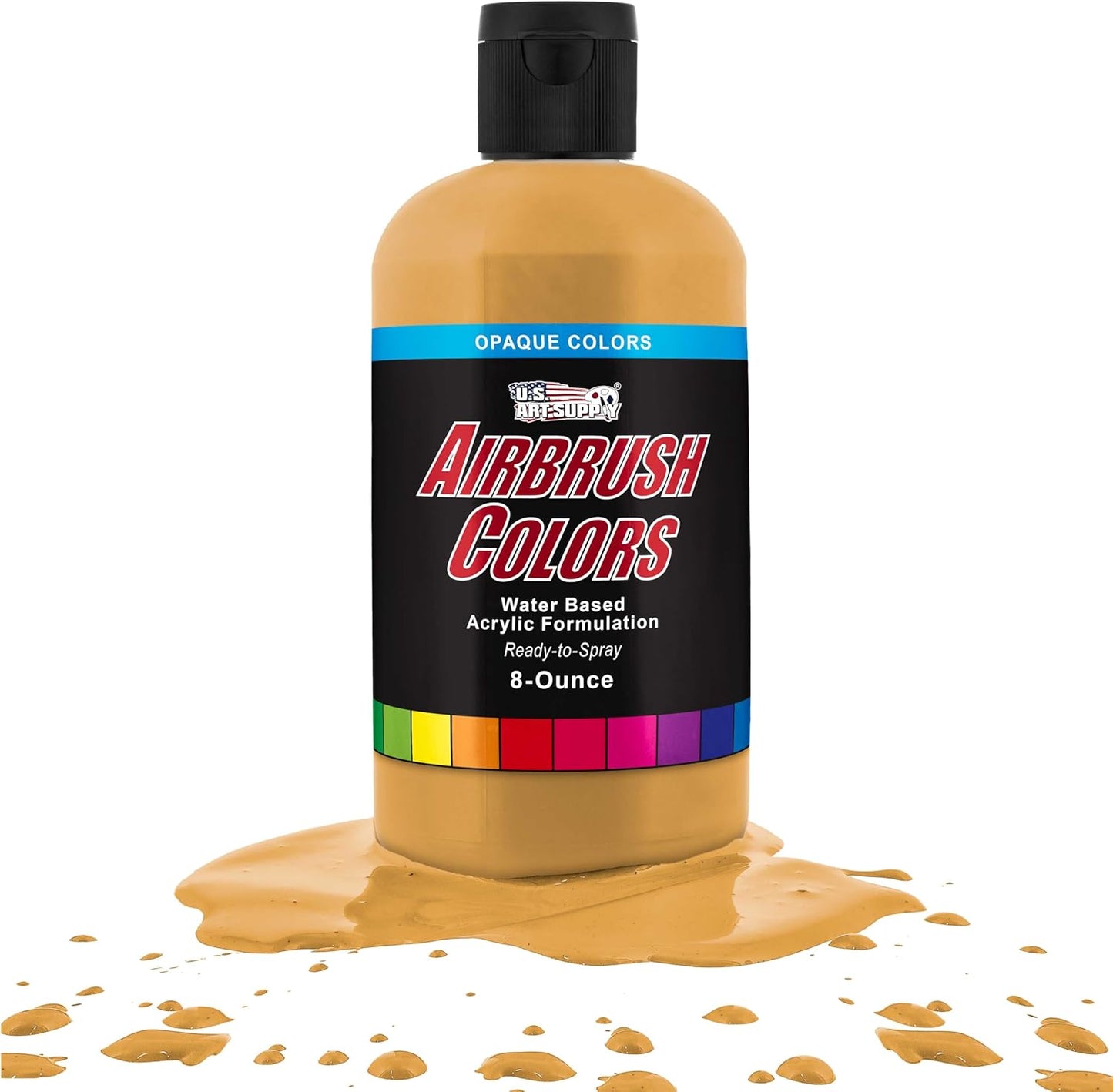 U.S. Art Supply Opaque Golden Ochre Acrylic Special Effects Airbrush Paint - 8oz Ready to Spray Air Brush Paint for Nails, Models, Fabric - Water-Based Air Brush Painting