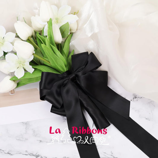 LaRibbons Black Satin Ribbon 1 1/2 Inch 50 Yards Double Faced Red Silk Ribbon for Flower Bouquet Crafts Gift Wrapping Bow Christmas Decoration - Crafty Corner