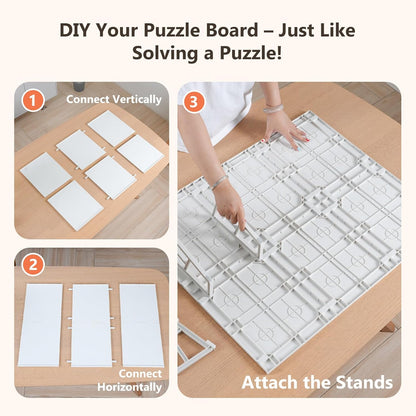 WELGEE 1000-Piecce Tilting Puzzle Board with Stand, 31” x 24” Lightweight Portable Puzzle Table for Adults & Seniors, DIY Customizable Puzzle Accessory Only 3.5 lbs (White)