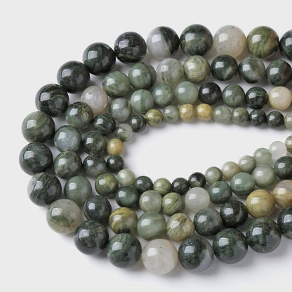 90pcs 4mm Natural Green Hair Quartz Stone Beads for Jewelry Making DIY Bracelet Necklace Accessories 15" Energy Healing Power Round Stone Beads(4mm, Green Hair Quartz)
