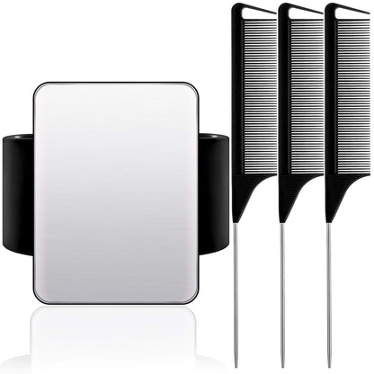 WILLBOND Magnetic Wrist Sewing Pincushion Wrist Magnetic Pin Holder Wristband Pin Cushion Holder with 3 Pcs Stainless Steel Pintail Comb Rat Tail Comb for Hair Clips Hand Sewing(Black)