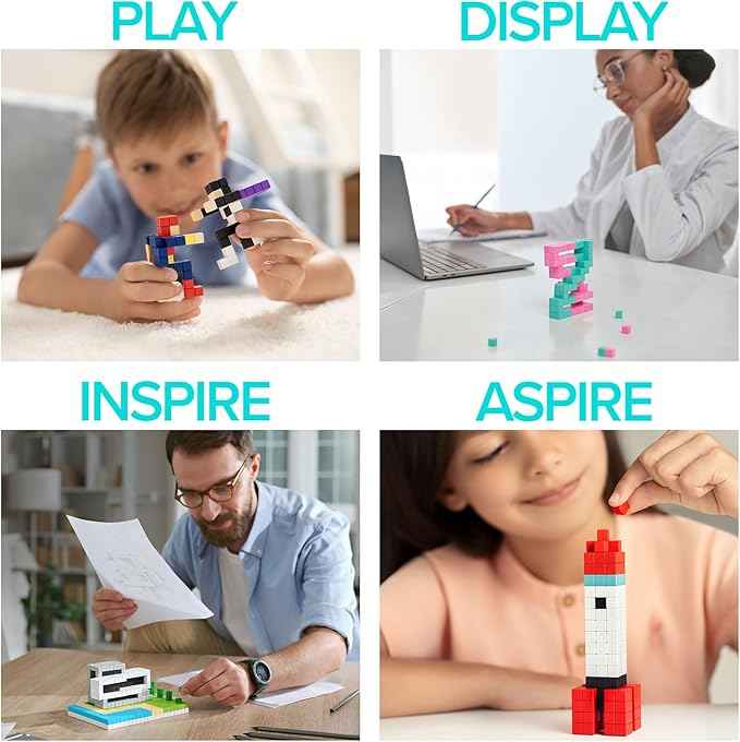 PIXIO Mini Magnetic Blocks Building Toy in The Pixel Art Style with Free App - 5/16" Magnetic Cubes Construction Set - Open Ended Toy - Creativity Toy for Ages 6+, Amphibio