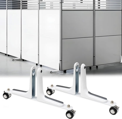 MYOYAY 2 Packs Room Divider Stand, Folding Room Divider Feet with Stainless Steel Wheels, Privacy Screen Holder Stabilizer Feet for Hotel Home Office (White)