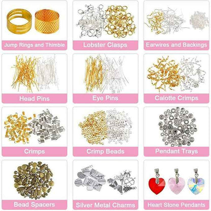DIY Bracelet Necklace Material Acrylic Beads Glass Beads Set OP0337 1960 Pieces Jewelry Making Supplies with Beads Findings Pliers Beading Wire