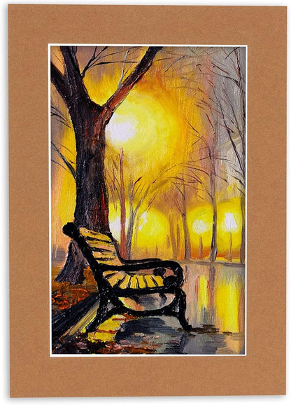 11x14 Mat Bevel Cut for 8.5x11 Photos - Acid Free Aged Oak Brown Precut Matboard - For Pictures, Photos, Framing - 4-ply Thickness