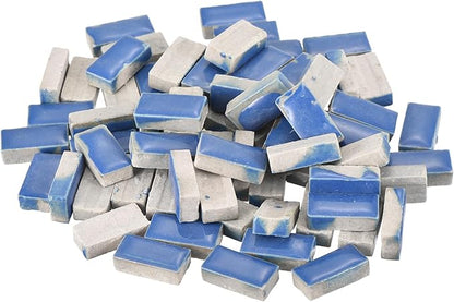 MECCANIXITY 200g Ceramic Mosaic Tiles for Crafts Bulk, Rectangle Blue Ceramic Tiles for Mosaic Kits Garden Stepping Stone Cup Mat