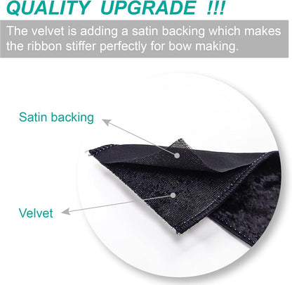 Black Velvet Ribbon 2.5 Inch x 10 Yards for Christmas Tree Topper Home Decoration Wreath Gift Wrapping DIY Craft - Crafty Corner