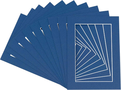 11x14 Mat for 8.5x11 Photo - Precut Royal Blue Picture Matboard for Frames 11 x 14 Inches - Bevel Cut to Display Art 8.5 x 11 Inches - Acid Free Pack of 10 MATS with Backing Boards & Clear Bags
