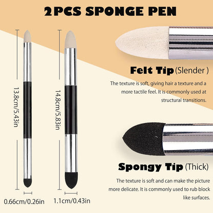 Haojiaho Blending Stump, 9pcs Blending Stumps, Blending Sponge Pens and Sandpaper Pencil Sharpener, Washable & Reusable, Tortillions Paper Art Blenders for Student Artist Charcoal Sketch Drawing