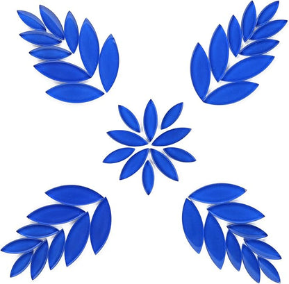 Youway Style Leaf Mosaic Tiles for Crafts Bulk,Blue Petal Mosaic Glass Pieces,200g Flower Glass Tiles for DIY Garden Mosaic Making Supplies