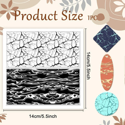 CHGCRAFT Natural Texture Polymer Clay Texture Sheets Cracks Water Pattern Silicone Texture Stamp Clay Modeling Pattern Pad Texture Sheets for Polymer Clay Making Earrings Jewelry