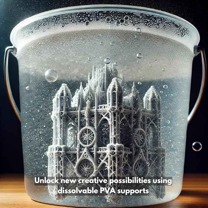 Fused Materials PVA Filament 1.75mm – Water-Soluble Support Material for 3D Printing – Compatible with Bambu Lab, Polymaker, Overture, and More – Works with PLA, PETG, Nylon, ABS – Clear & Transparent