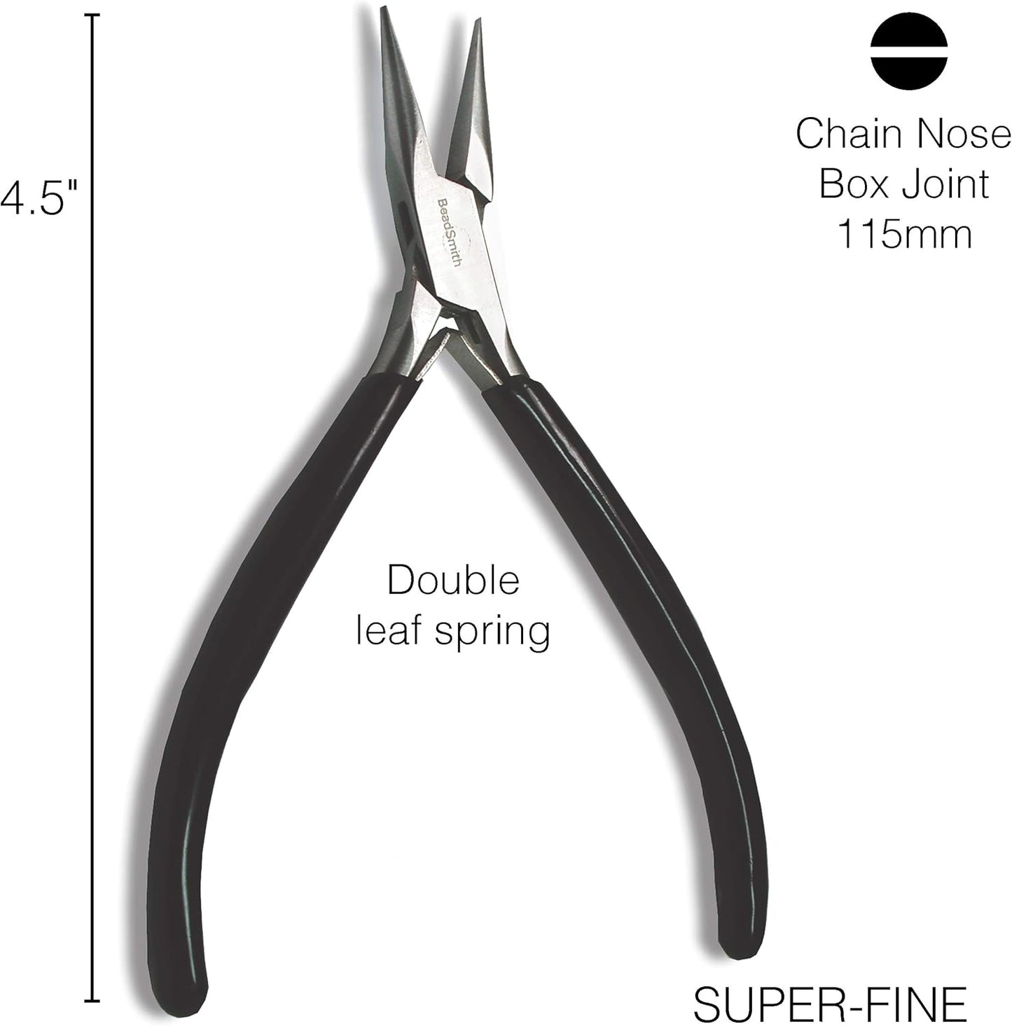 The Beadsmith Chain Nose Pliers – Extra Fine Tips – 4.5 inches (114mm) – PVC Grip Handle with Double Leaf Springs – Jewelry Making Tool for Creating Bracelets, Earrings and Necklaces - Crafty Corner