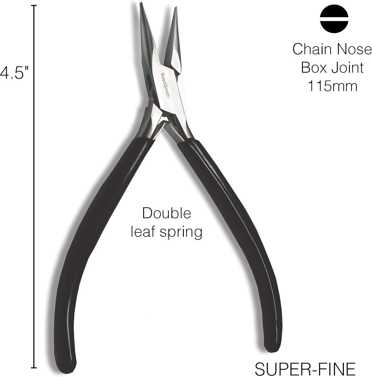 The Beadsmith Chain Nose Pliers – Extra Fine Tips – 4.5 inches (114mm) – PVC Grip Handle with Double Leaf Springs – Jewelry Making Tool for Creating Bracelets, Earrings and Necklaces - Crafty Corner