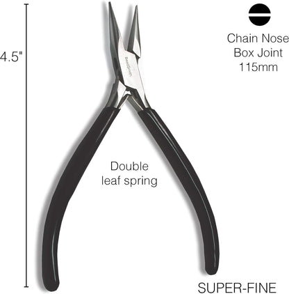 The Beadsmith Chain Nose Pliers – Extra Fine Tips – 4.5 inches (114mm) – PVC Grip Handle with Double Leaf Springs – Jewelry Making Tool for Creating Bracelets, Earrings and Necklaces - Crafty Corner