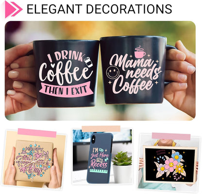 GIRAFVINYL Pink Permanent Vinyl - 12”x12” 7 Sheets Light Pink Vinyl Permanent Adhesive for Home and Car Decorations, Signs, Tumblers, Easy to Cut & Waterproof
