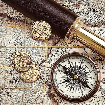 Large Metal Pirate Coins - 100 Rose Gold Treasure Coin Set, Metal Replica Spanish Doubloons for Pirate Party Decorations & Favors, Tokens, Toys, Cosplay - Pirate Treasure Chest - Size 0,98"