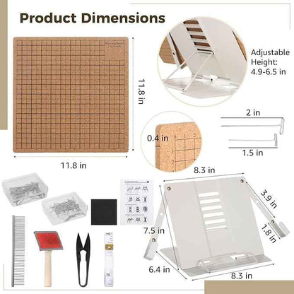106 PCS Macrame Board Set, with 11x11 Inch Macrame Board Adjustable Holder with T Pins Double Sided Grids Bracelet Making Board with Brush Scissor Ruler Tools for Braiding Cording Creating (C)